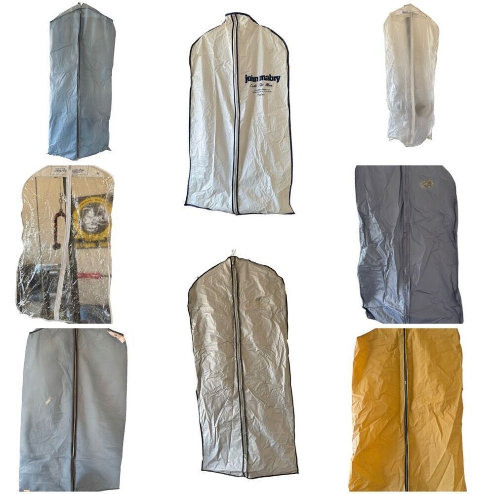 Clothing dust garment bags bundle vintage clear mustard blue plastic